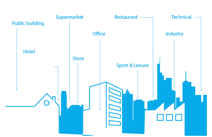 Today's modern buildings illustration.