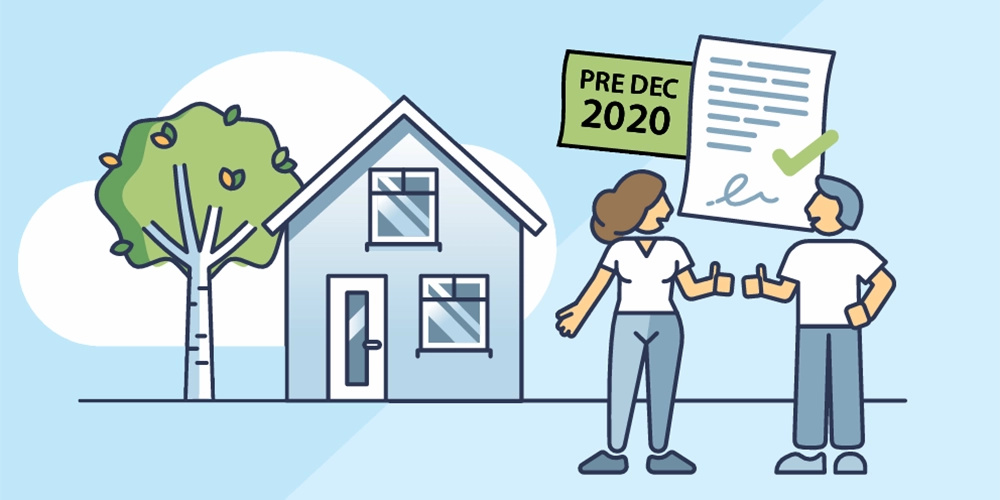 Illustration of homeowners checking their property's eligibility for the SEAI heat pump grant in Ireland.