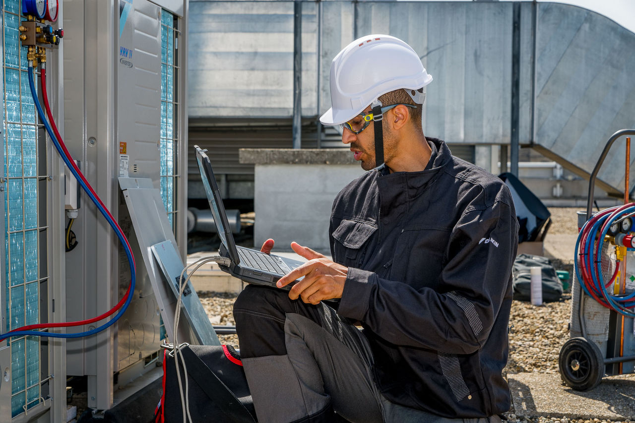 Man performing an energy audit